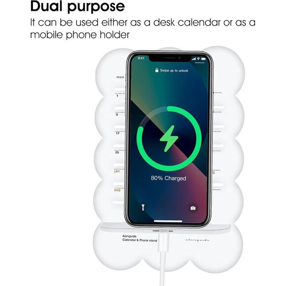 Practical Retro Perpetual Planner Desk Calendar Reminders Acrylic Phone holder - Picture 5 of 8